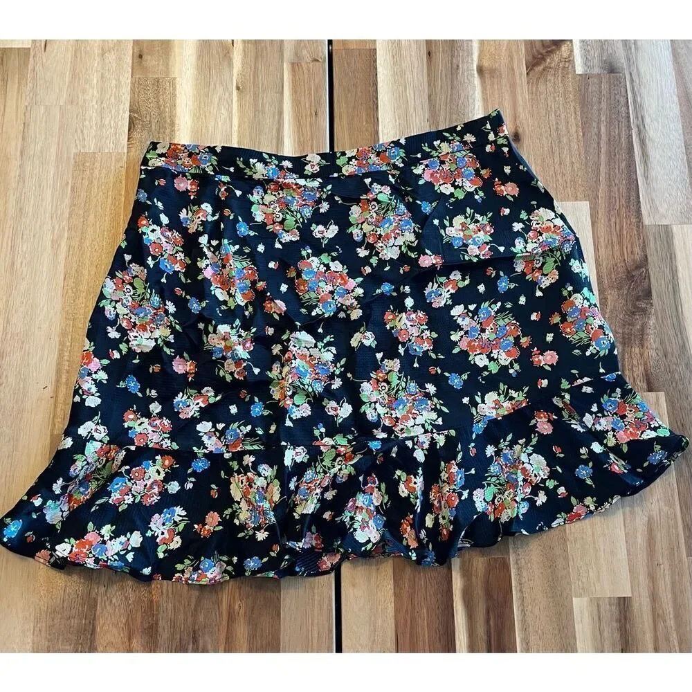 Boden Satin Ruffle Mini Skirt